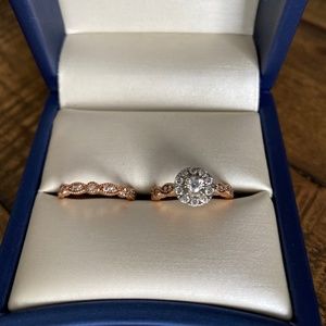 10k rose + white gold bridal set